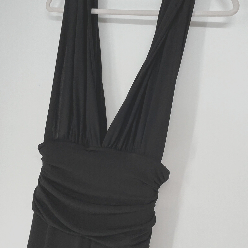 WHBM Jumpsuit Womens 8 Deep V Wide Leg Dressy Stretch Comfort Gathered Waist